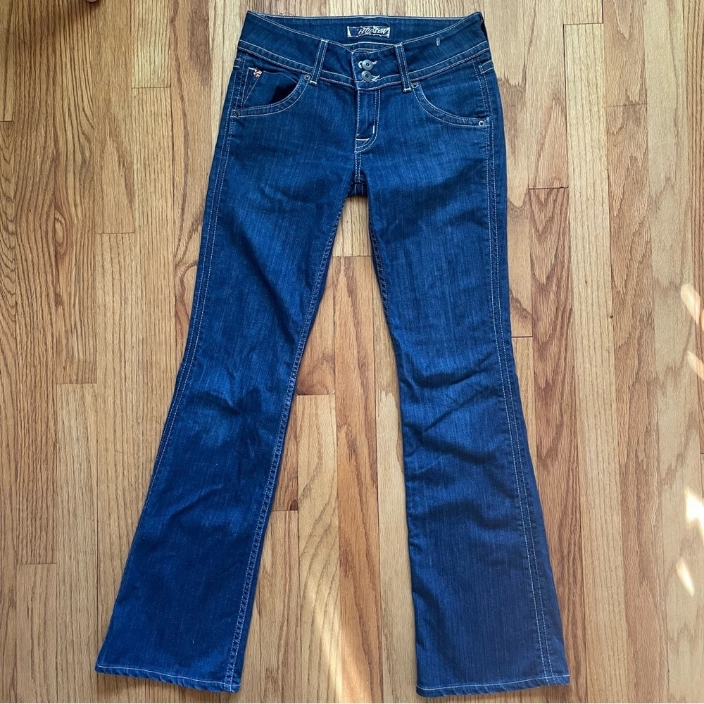 Hudson Womens Bark Wash Low/Midrise Bootcut Jeans Blue Flap Pockets 25